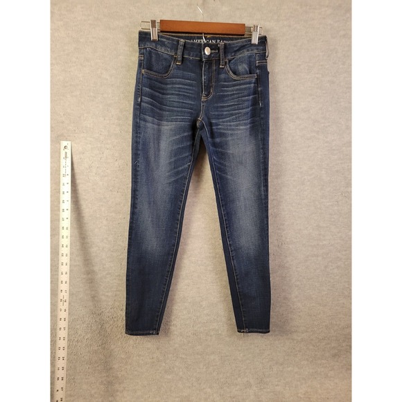 American Eagle Jegging Size 2 Short Womens Mid Rise Dark Wash Denim Jeans - - Picture 1 of 16